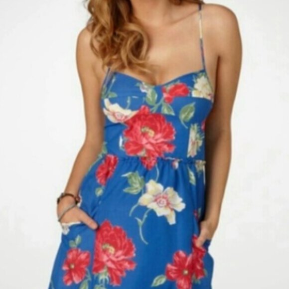 American Eagle Blue Floral Sundress with Adjustable Straps & Pockets – Size XS - Picture 1 of 5